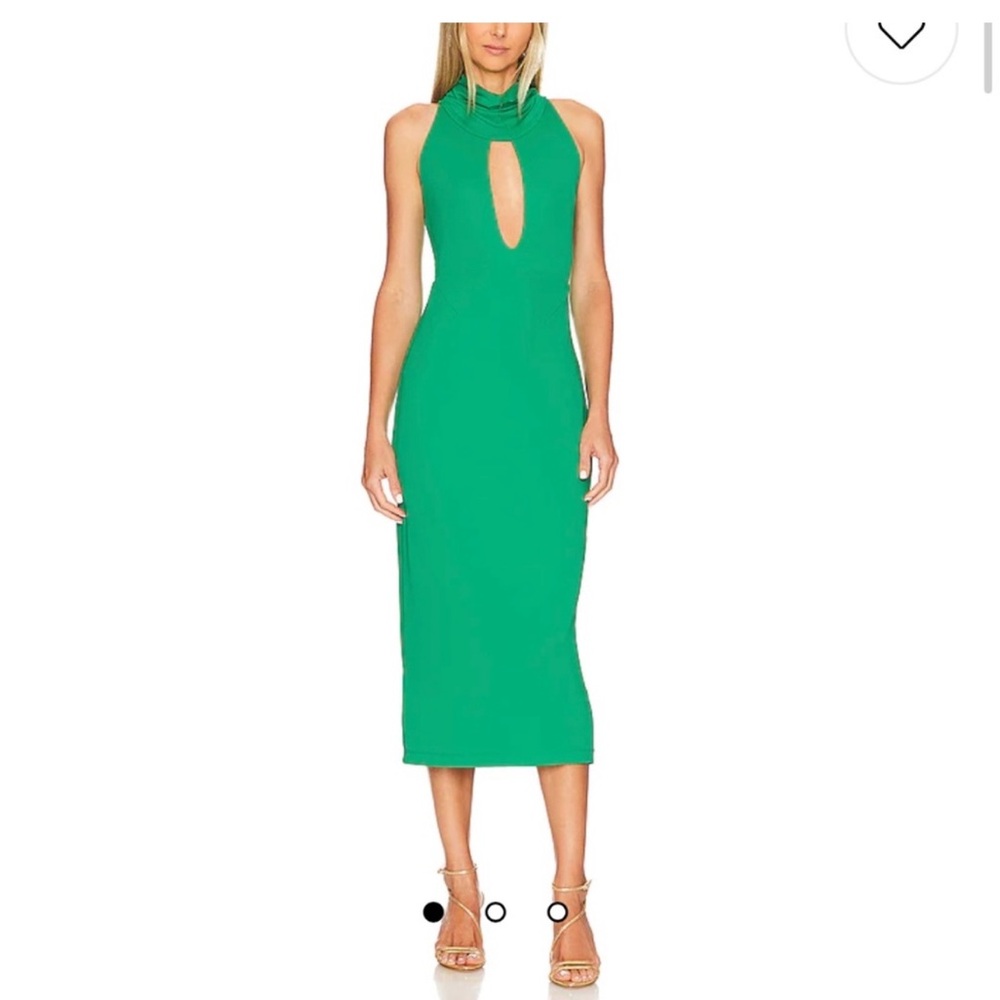 L'Academie Vibrant Green Midi Dress